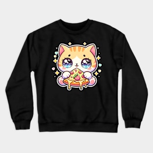 Cute kawaii with Pizza, Funny Pizza lover Crewneck Sweatshirt